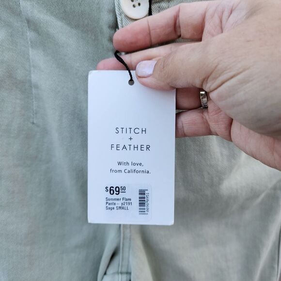 Stitch and feather miou muse summer flare pants sage - Picture 3 of 7